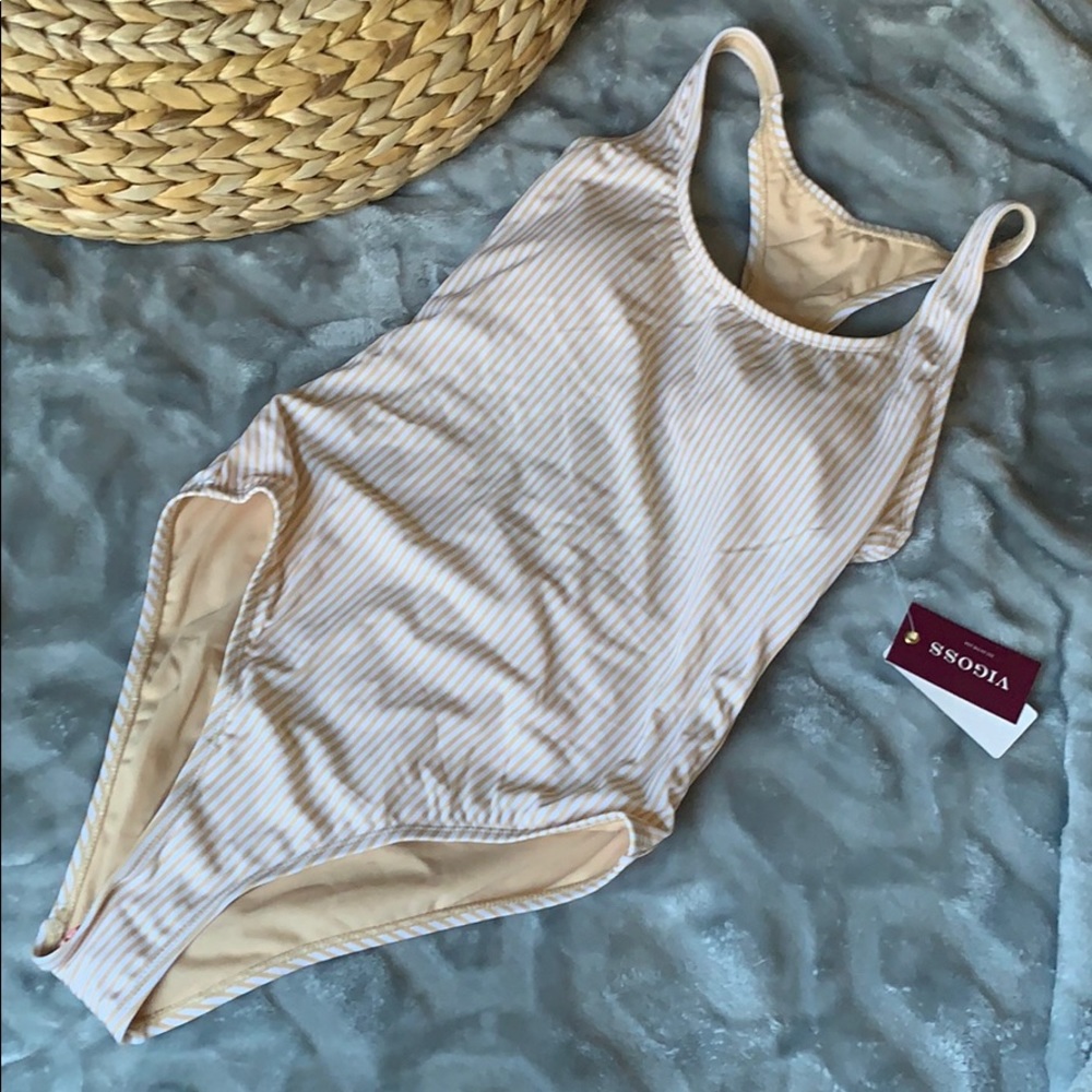 Striped One Piece  Swimsuit